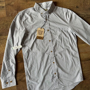 Men's TSG Casual Button Down Shirt S White Blue Plaid